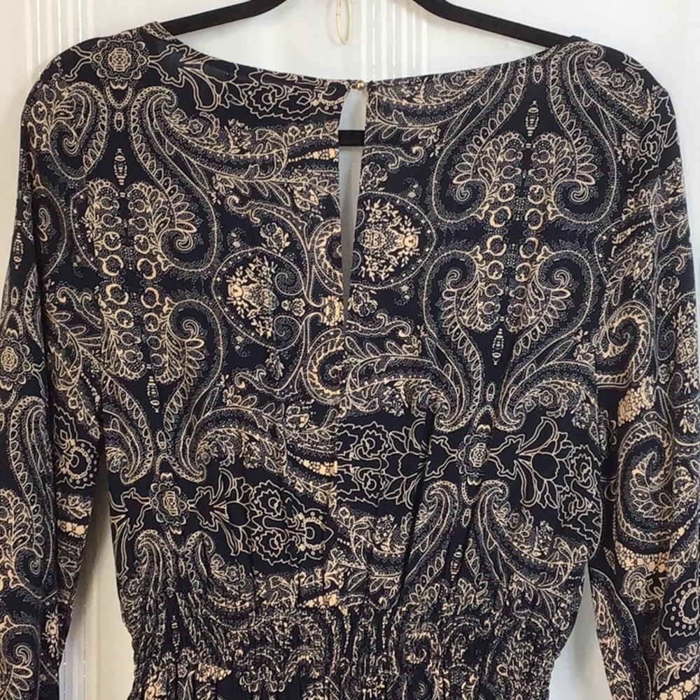 🆕 Francesca’s Black Tan Paisley Lightweight Split Hem Sz.L Maxi Dress - Picture 3 of 10